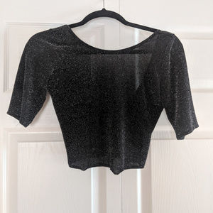 Shiny black crop top